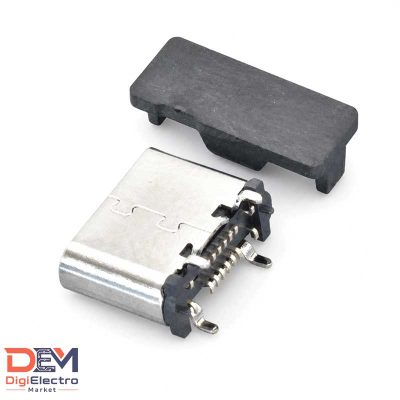 سوکت USB Type-C ایستاده 16 پین 5 آمپر با ارتفاع 6.4 میلی‌متر گالری