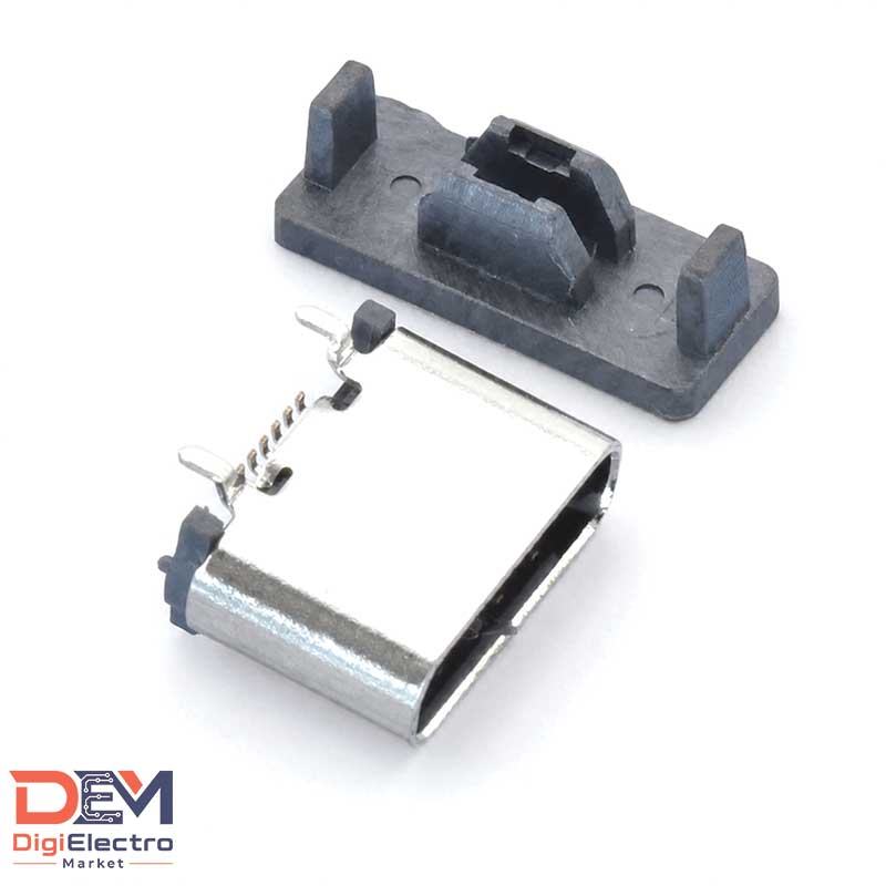 سوکت USB Type-C ایستاده 16 پین 5 آمپر با ارتفاع 6.4 میلی‌متر